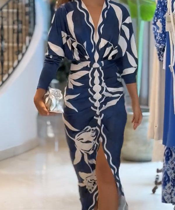 Eva | Vestido Midi Dolman com Estampa Única Sun Escape