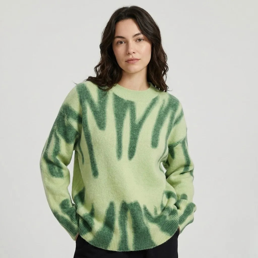 Camisola oversized em malha com padrão orgânico | Corte amplo | Estilo urbano descontraído