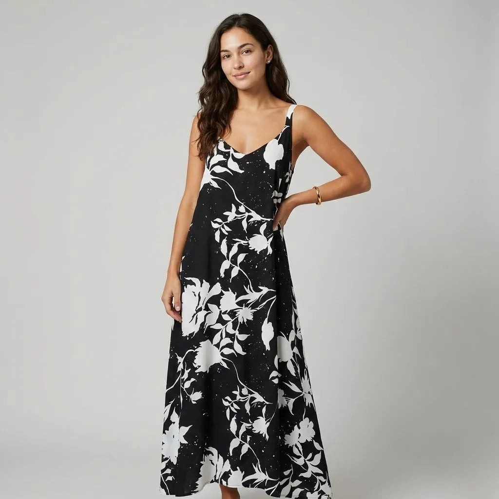Vestido Maxi Fluido | Estampado Floral | Viscose