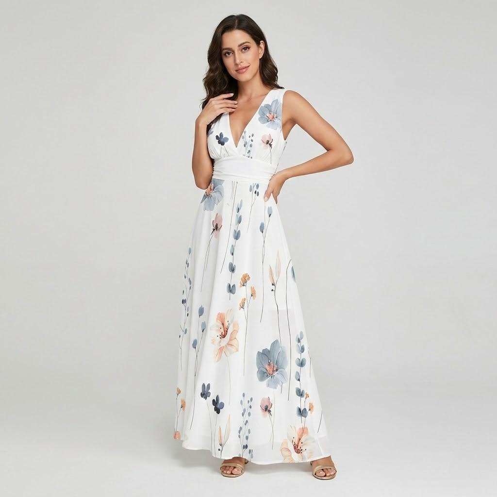 Vestido fluido em algodão leve | Corte acinturado | Elegância feminina com movimento