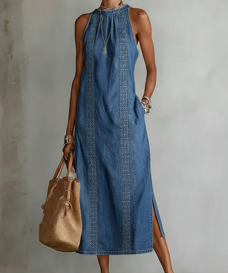 Júlia - Vestido de Denin com Renda Retro