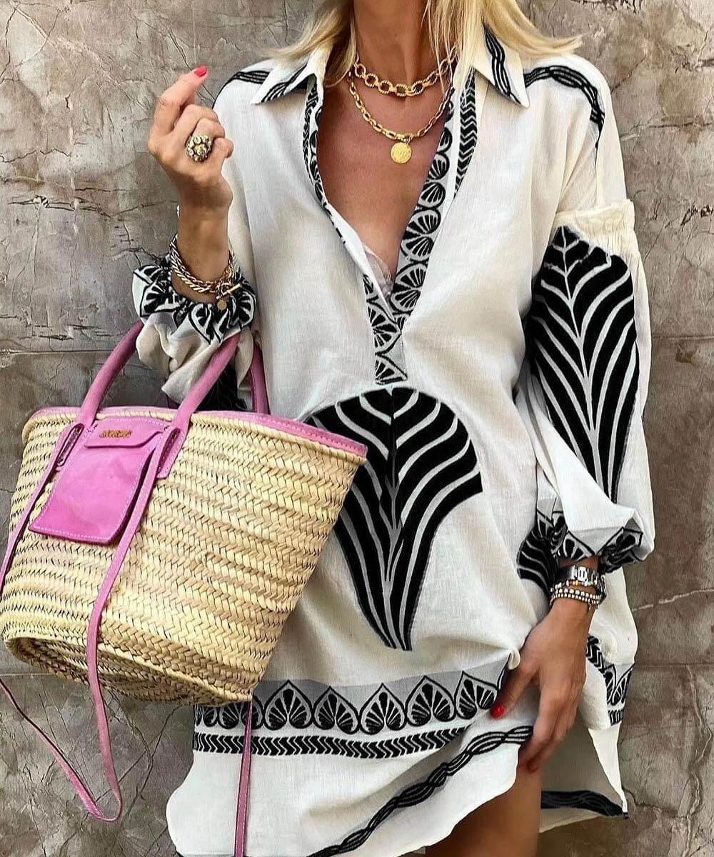 Flore | Vestido Mini de Verão Simples e Único com Estampa Tropical