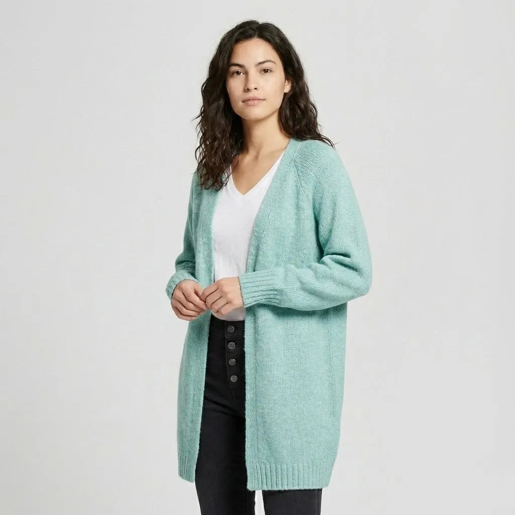Conforto natural em malha suave | Cardigan comprido aberto | Estilo casual elegante