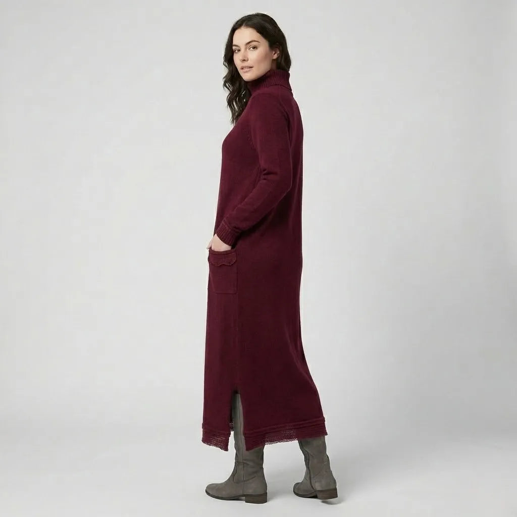 Vestido comprido em malha suave | Corte direito | Conforto urbano elegante