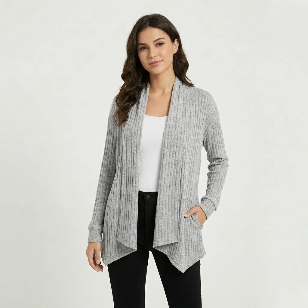 Casaco cardigan canelado em malha suave | Corte fluido | Essencial casual elegante