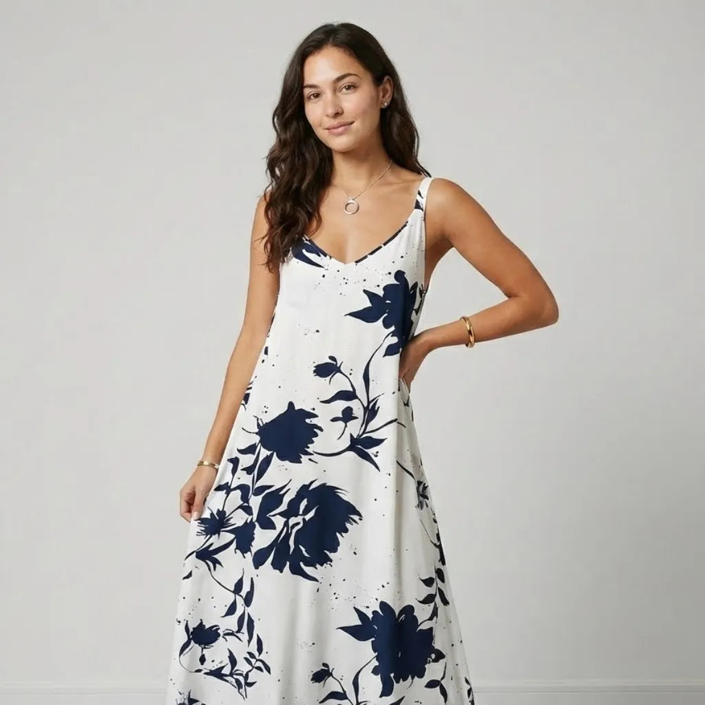 Vestido Maxi Fluido | Estampado Floral | Viscose