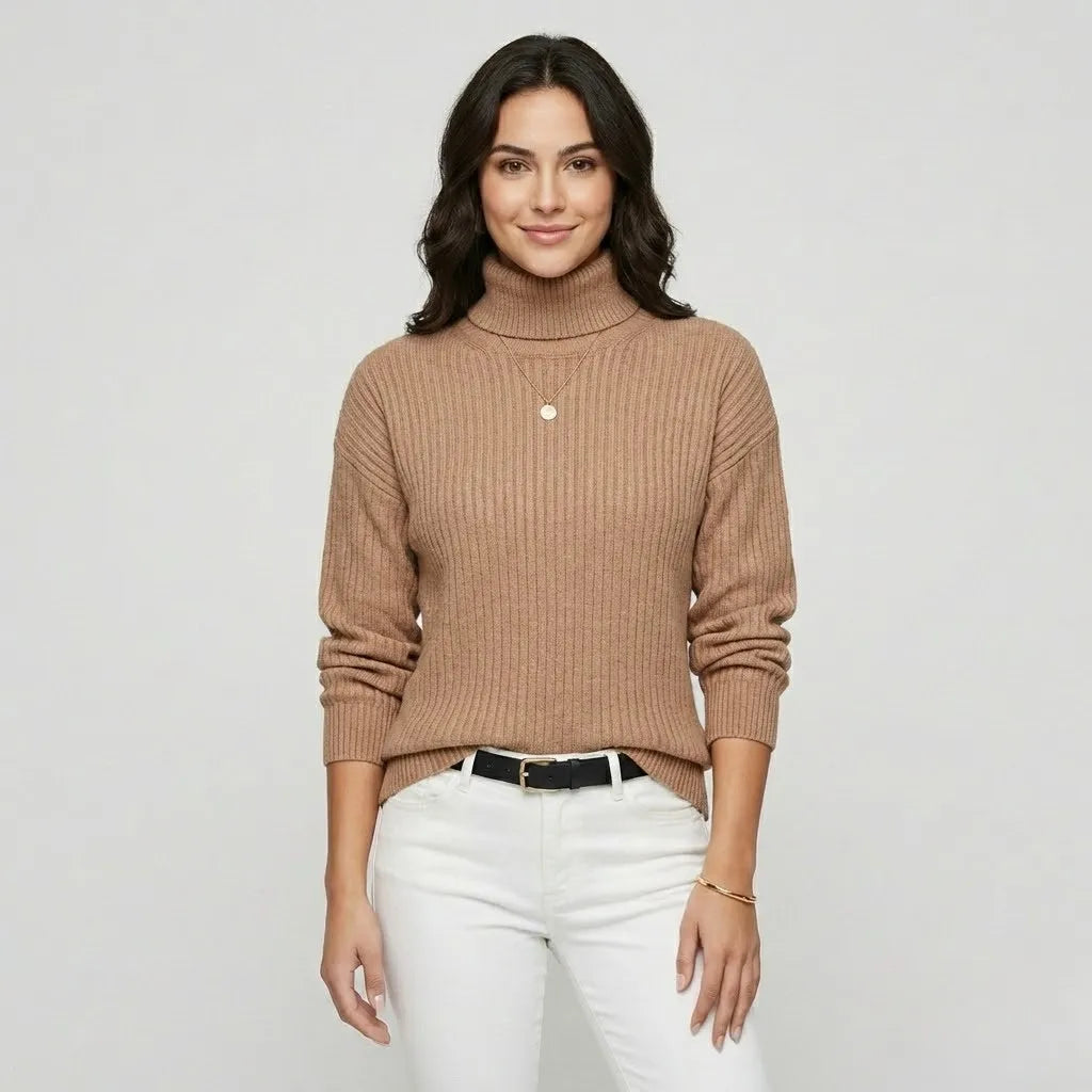 Camisola de malha trabalhada | Corte confortável | Gola alta elegante