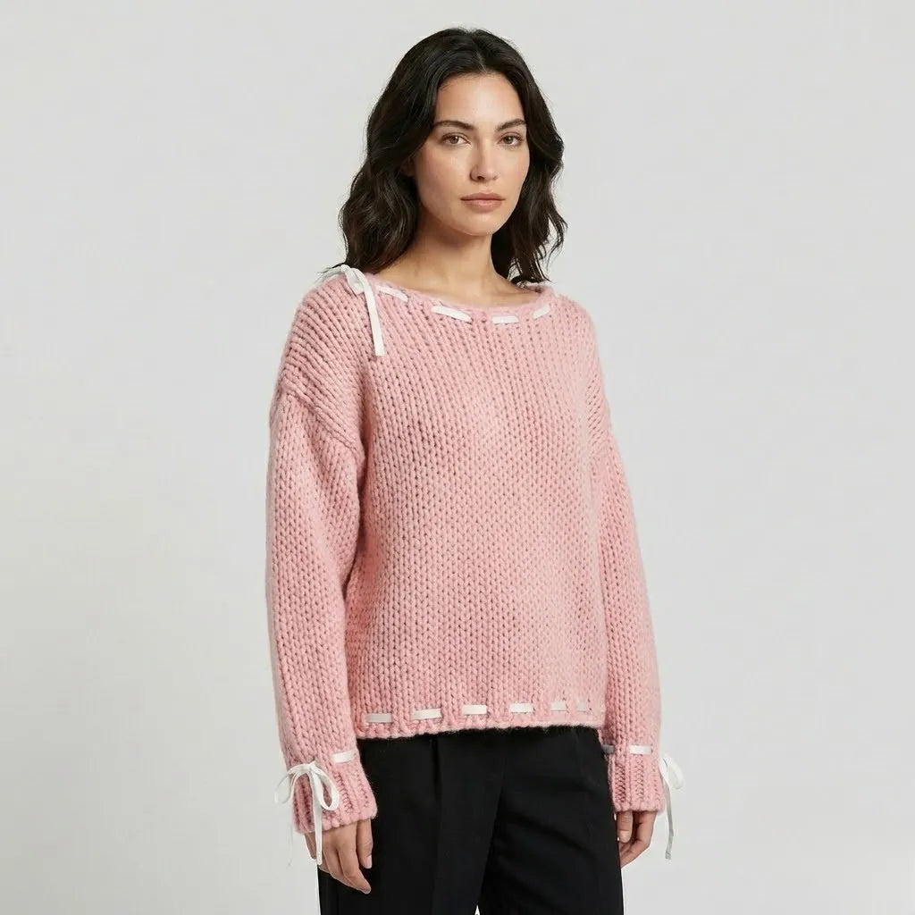 Camisola em malha ampla de toque macio | Corte largo | Estilo descontraído feminino