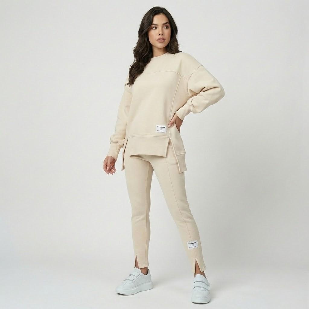 Conjunto casual em malha estruturada | Corte confortável | Estilo urbano