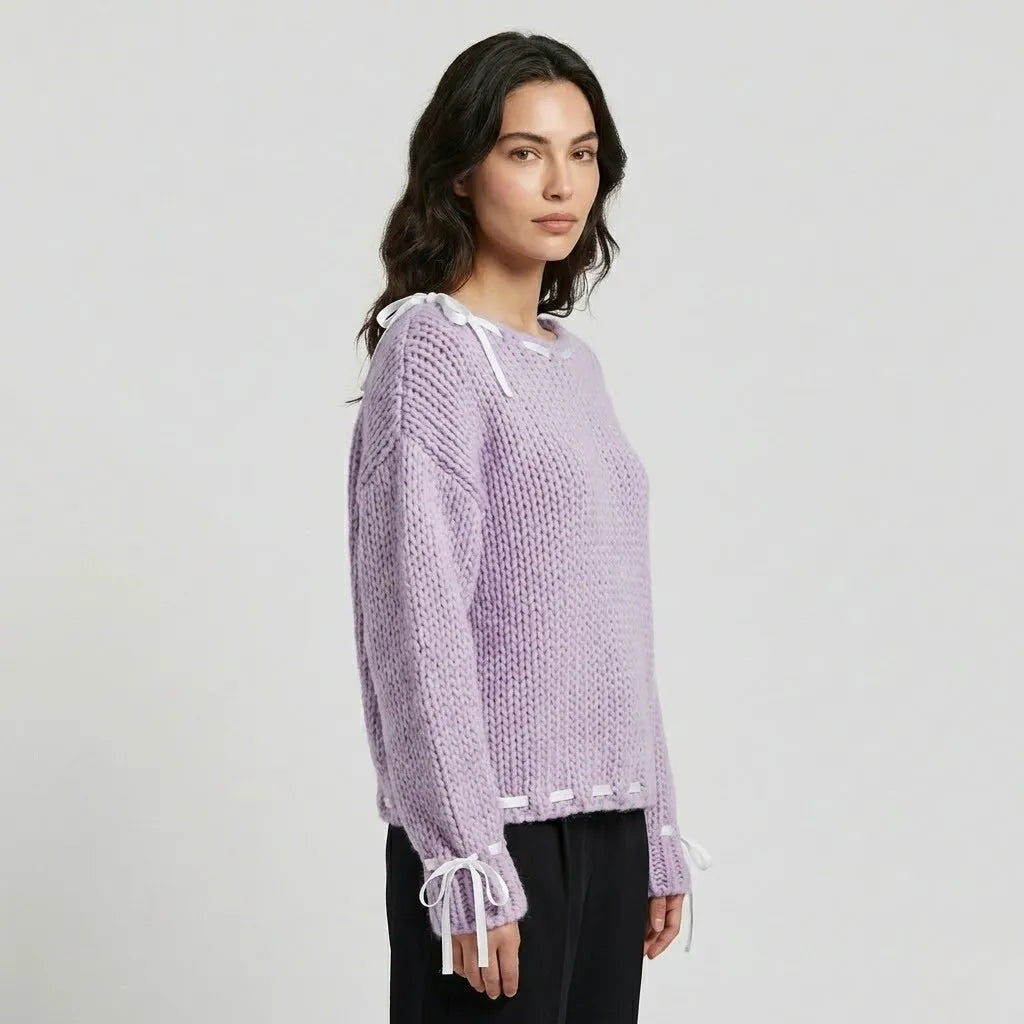 Camisola em malha ampla de toque macio | Corte largo | Estilo descontraído feminino