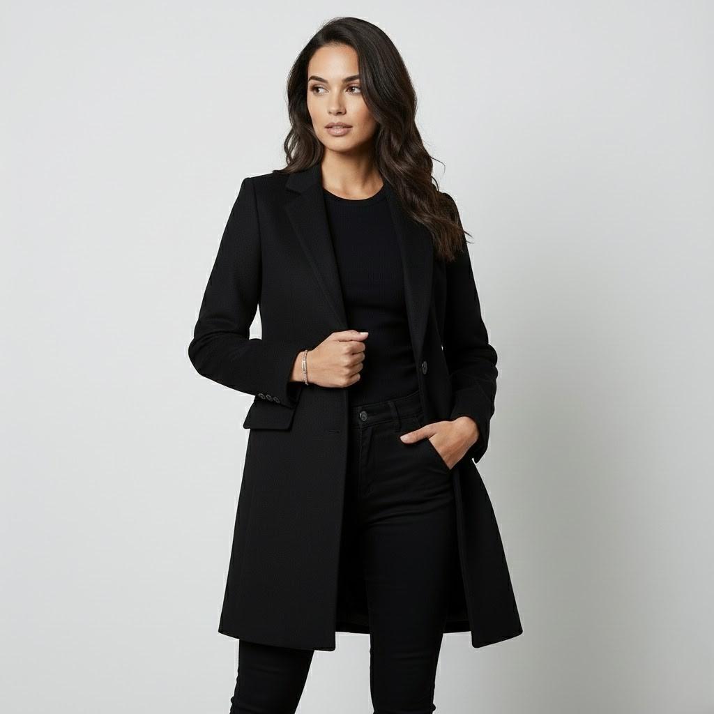 Casaco trench estruturado em mistura elegante | Corte reto | Estilo urbano intemporal