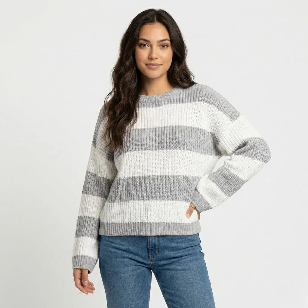 Camisola de malha canelada | Corte solto | Estilo casual moderno