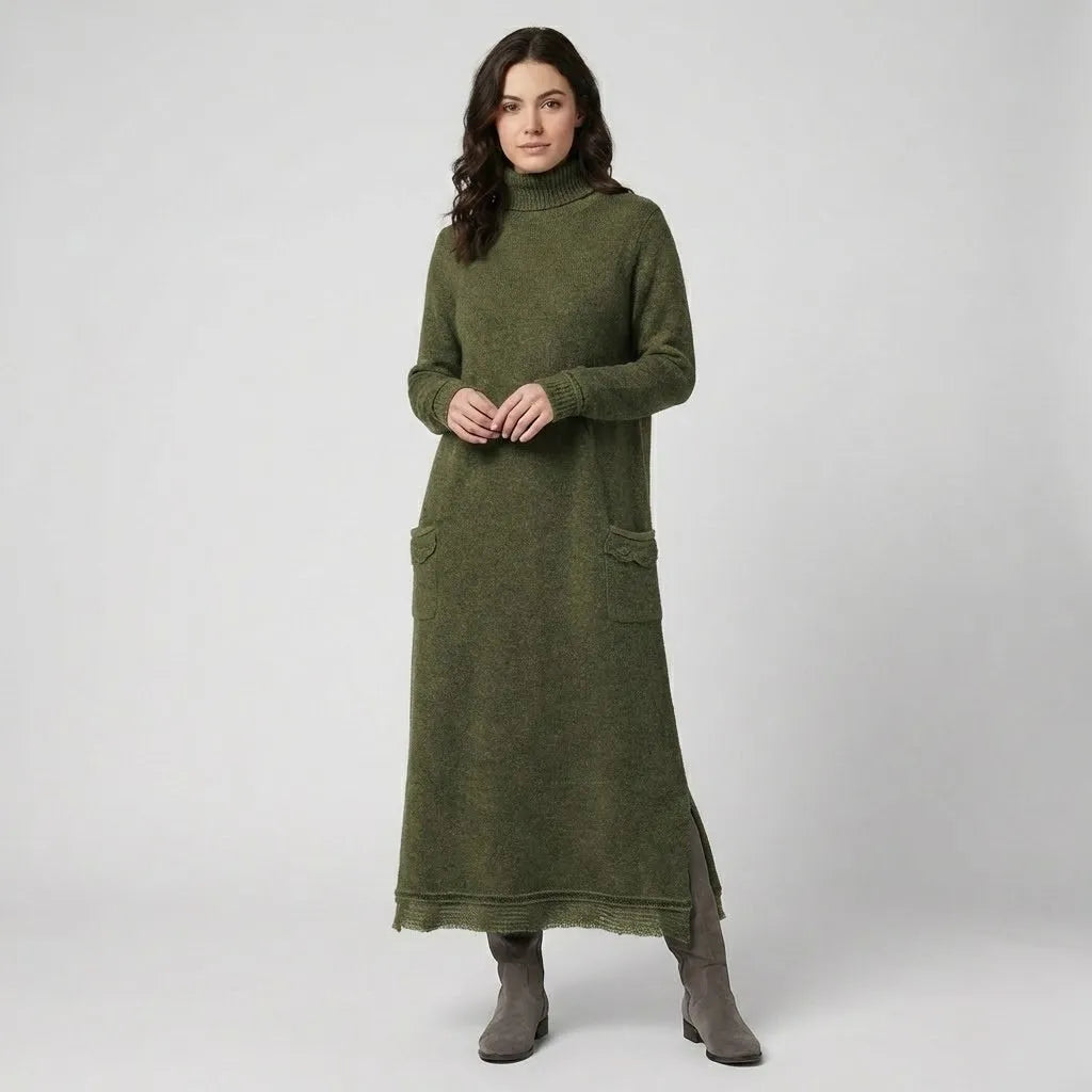Vestido comprido em malha suave | Corte direito | Conforto urbano elegante