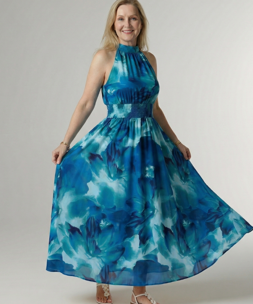 Graça - Vestido Midi com Decote Franzido