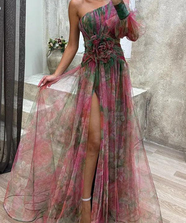 Grace | Vestido Maxi Plissado Floral de Verão
