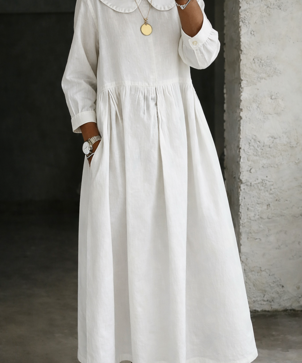 Leonor - Vestido de Denim com Gola Peter Pan
