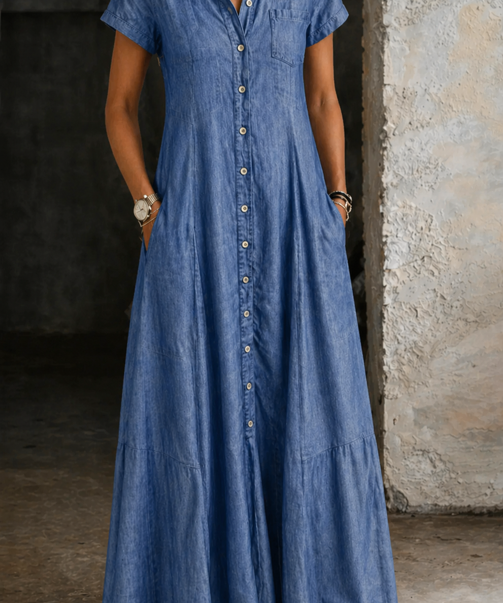 Eliza - Vestido de Denim Longo