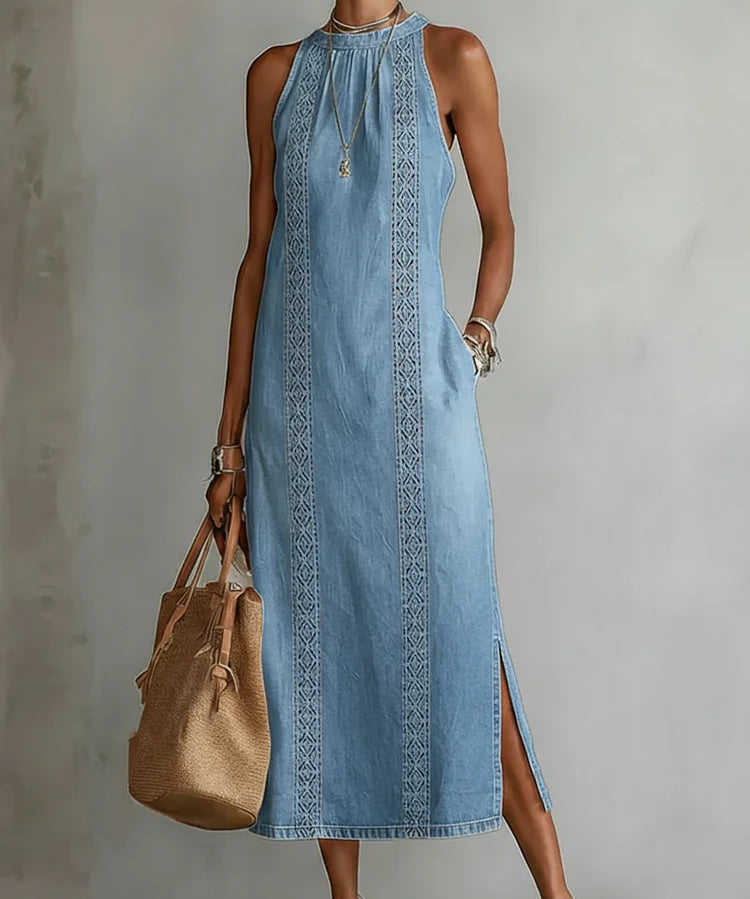 Júlia - Vestido de Denin com Renda Retro