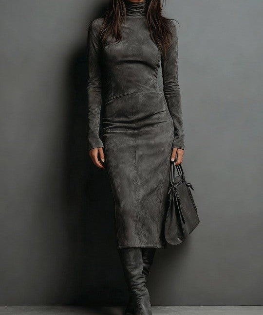 Robine | Vestido Midi de Suede de Manga Longa