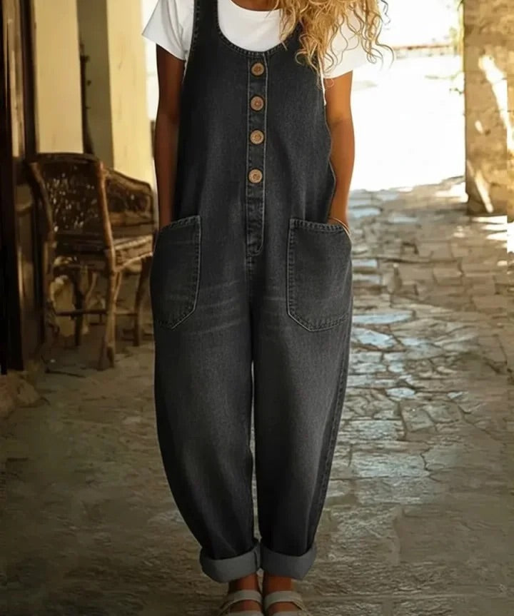 Graça - Macacão de Algodão Denim Lavado Vintage